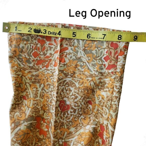 Sigrid Olsen Orange Yellow Brown Japanese Floral motif print dress pants Size 8 - Picture 11 of 12